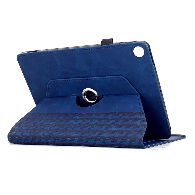 Funda de cuero inteligente con relieve y bloques de construcción giratorios para Samsung Galaxy Tab A9+ (azul)