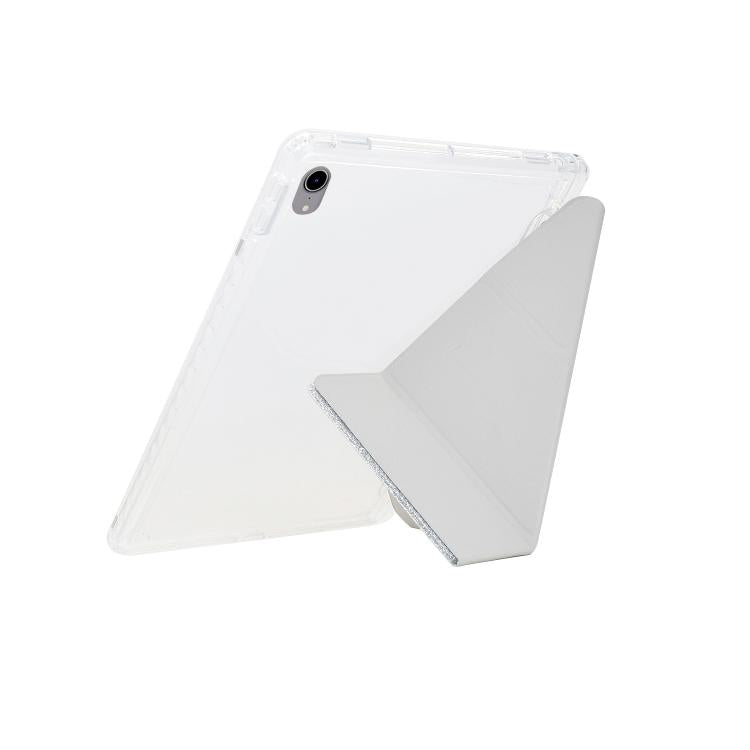 Funda plegable en Y de acrílico transparente con purpurina para iPad 2025/2022 (plateada)