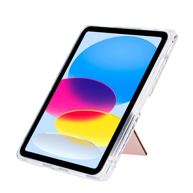 Funda de cuero inteligente con purpurina acrílica transparente plegable en Y para iPad Pro 11 (2024) (oro rosa)