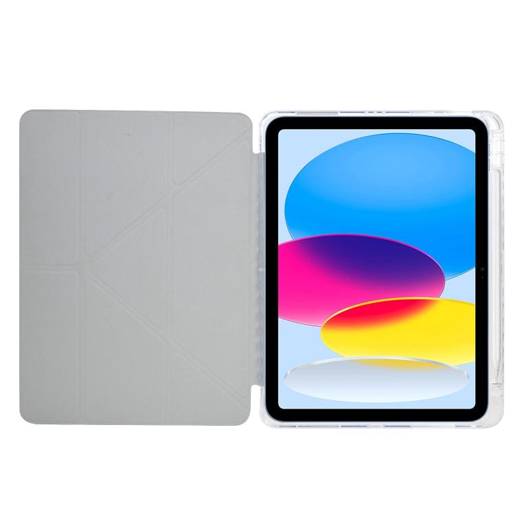 Funda plegable en Y de acrílico transparente con purpurina para iPad Pro 11 (2024) (plateada)