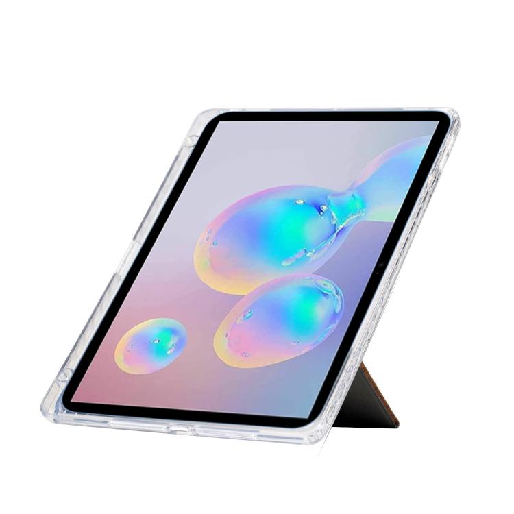 Funda plegable en Y de acrílico transparente con purpurina para Samsung Galaxy Tab S10 FE/S9 (negro)