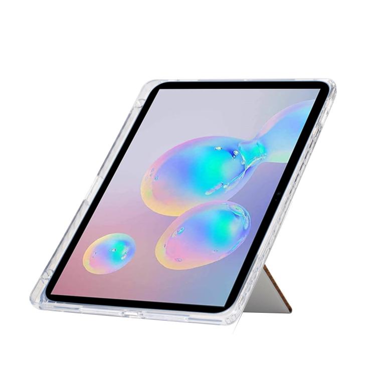 Funda plegable en Y de acrílico transparente con purpurina para Samsung Galaxy Tab S10 FE/S9 (plateada)