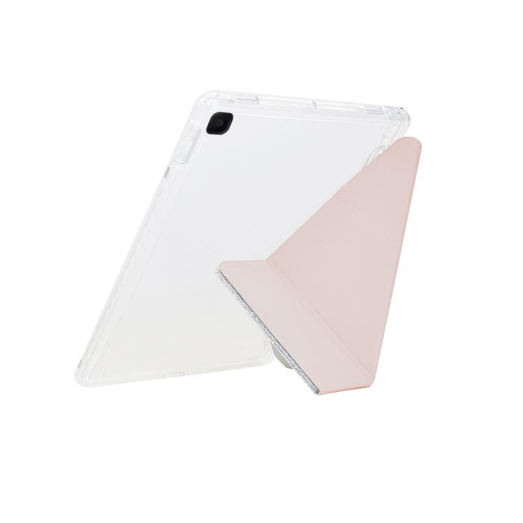 Funda plegable en Y de acrílico transparente con purpurina para Samsung Galaxy Tab S6 Lite 2024 (oro rosa)