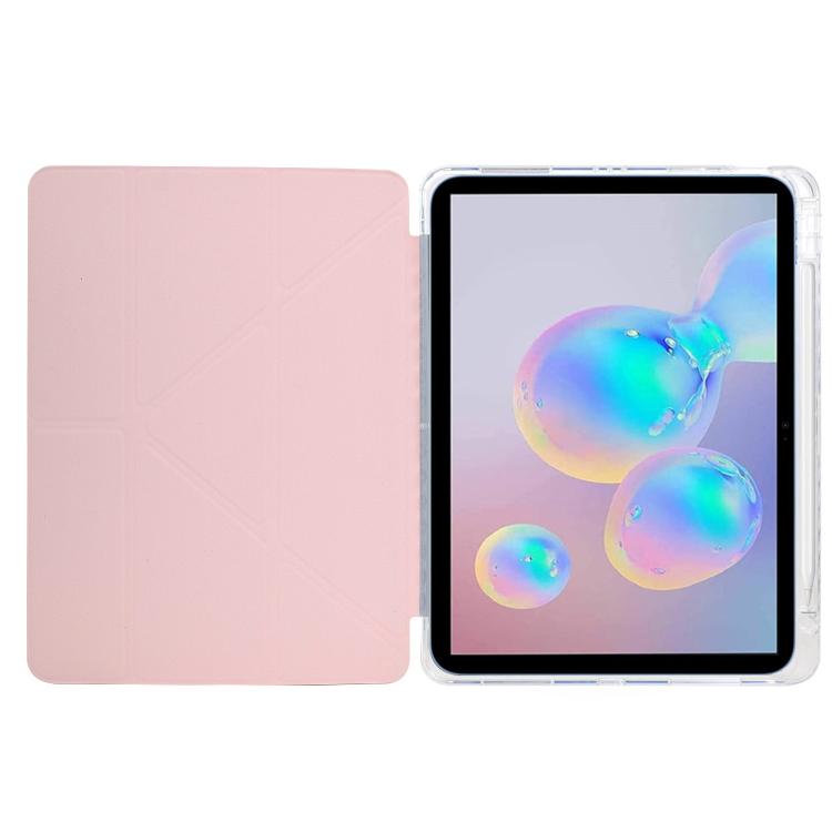 Funda plegable en Y de acrílico transparente con purpurina para Samsung Galaxy Tab S6 Lite 2024 (oro rosa)