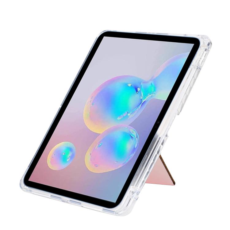 Funda plegable en Y de acrílico transparente con purpurina para Samsung Galaxy Tab S6 Lite 2024 (oro rosa)