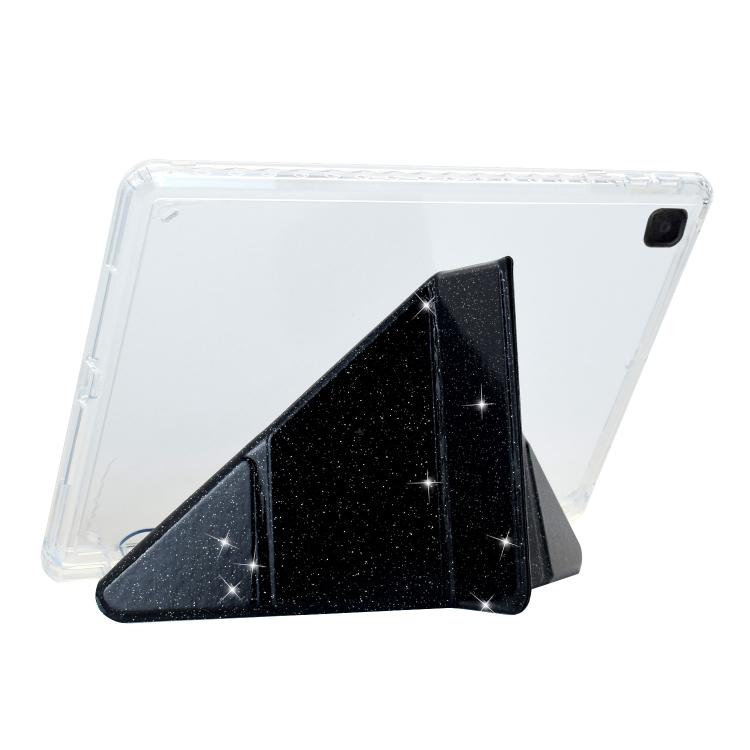 Funda plegable en Y de acrílico transparente con purpurina para Samsung Galaxy Tab S6 Lite 2024 (negro)