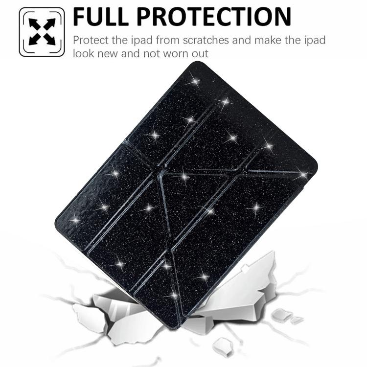 Funda plegable en Y de acrílico transparente con purpurina para Samsung Galaxy Tab S6 Lite 2024 (negro)