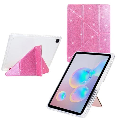 Funda plegable en Y de acrílico transparente con purpurina para Samsung Galaxy Tab S6 Lite 2024 (rosa)