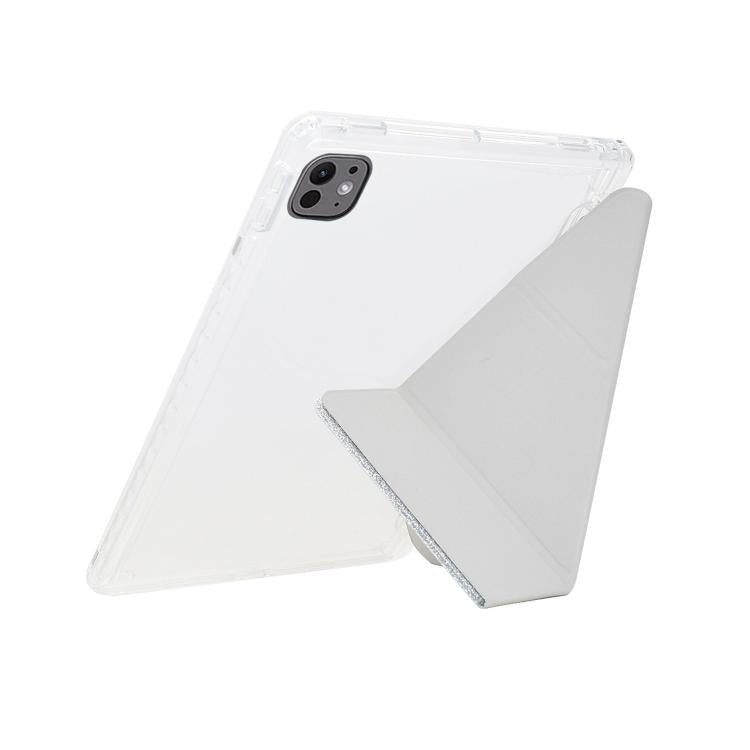 Funda plegable en Y de acrílico transparente con purpurina para Xiaomi Pad 7/7 Pro (plateada)