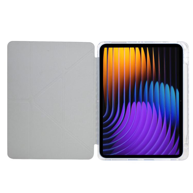 Funda plegable en Y de acrílico transparente con purpurina para Xiaomi Pad 7/7 Pro (plateada)