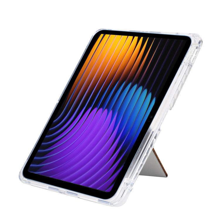 Funda plegable en Y de acrílico transparente con purpurina para Xiaomi Pad 7/7 Pro (plateada)