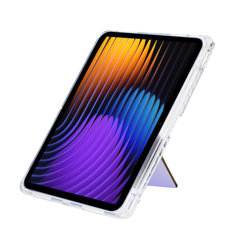 Funda de cuero inteligente con purpurina acrílica transparente plegable en Y para Xiaomi Pad 7/7 Pro (morado)