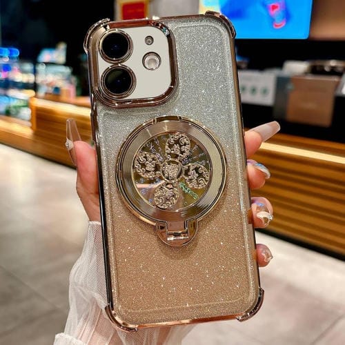 Funda con soporte giratorio para iPhone 11 con purpurina degradada (dorado desierto)