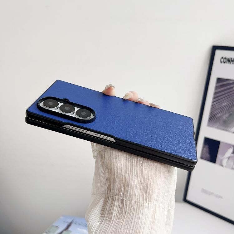 Funda Morandi con textura de cuero de color sólido para Samsung Galaxy Z Fold7 5G (azul claro)