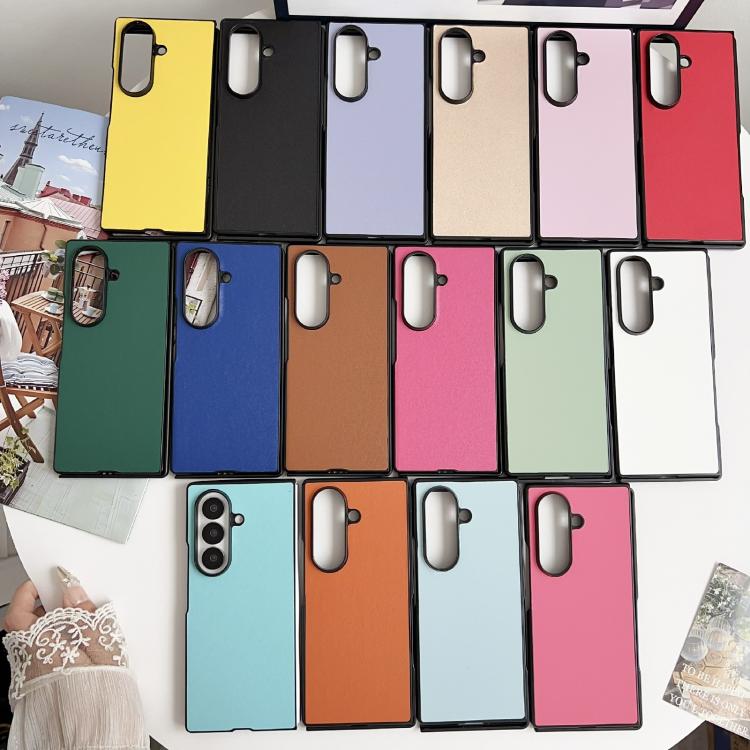 Funda Morandi con textura de cuero de color sólido para Samsung Galaxy Z Fold7 5G (azul claro)