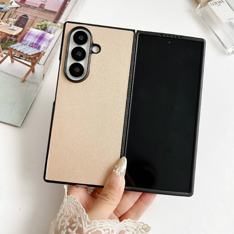 Funda Morandi con textura de cuero de color sólido para Samsung Galaxy Z Fold7 5G (amarilla)