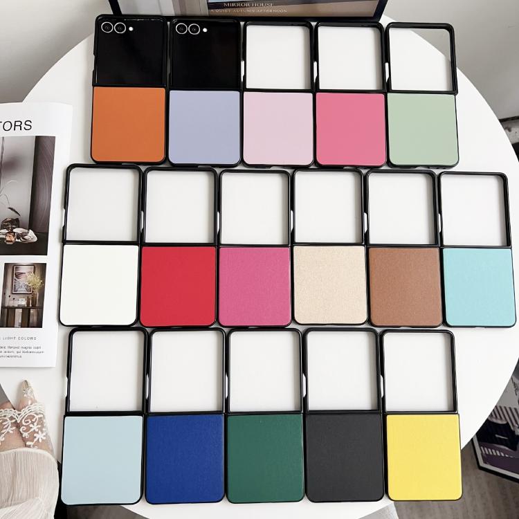 Funda Morandi con textura de cuero de color sólido para Samsung Galaxy Z Flip7 5G (azul y verde)