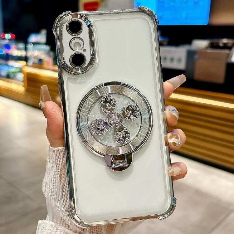 Funda con soporte giratorio para iPhone XS Max (plateada)