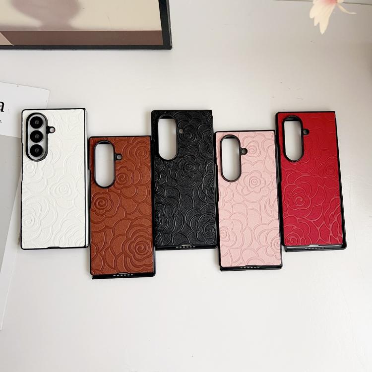 Funda protectora con estampado de camelia para Samsung Galaxy Z Fold7 5G (marrón)