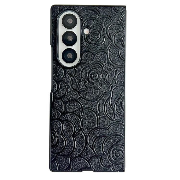 Funda protectora con estampado de camelia para Samsung Galaxy Z Fold7 5G (negra)