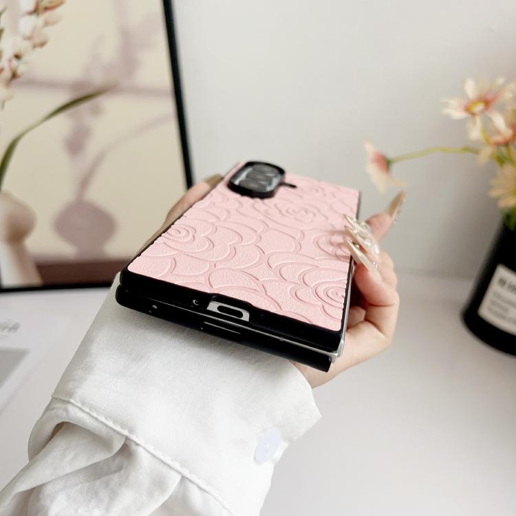 Funda protectora con estampado de camelia para Samsung Galaxy Z Fold7 5G (rosa)