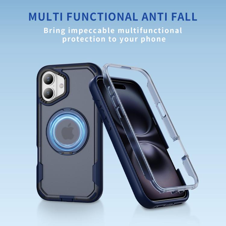 Funda protectora MagSafe para iPhone 16 (azul + azul transparente)