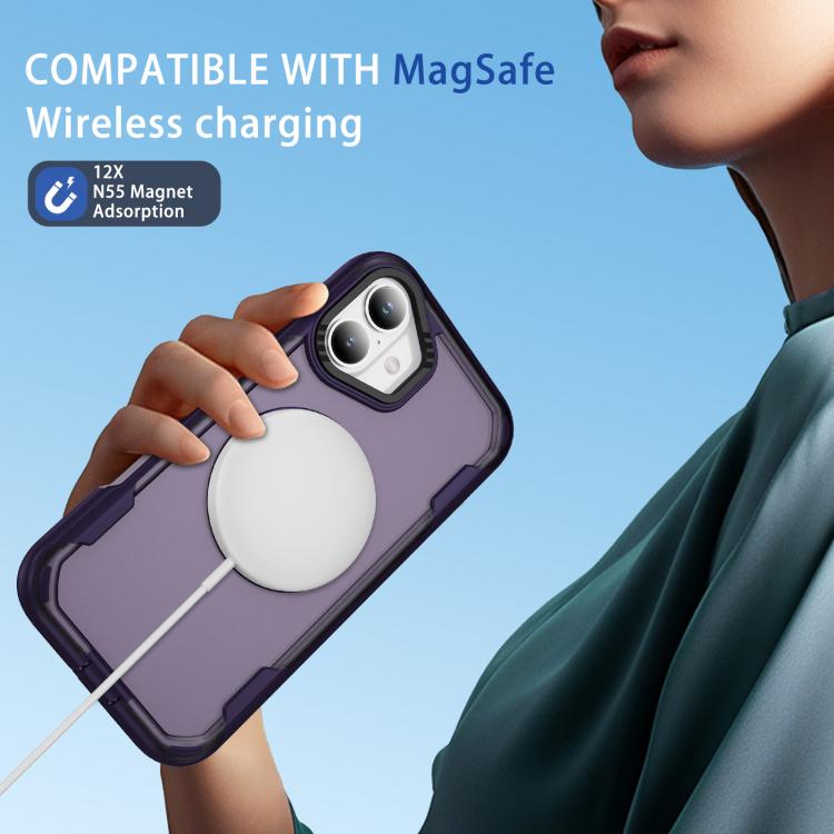 Funda protectora MagSafe para iPhone 16 (morado y morado oscuro)