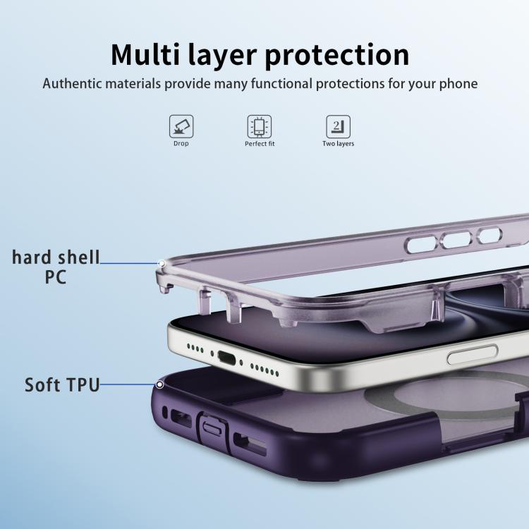 Funda protectora MagSafe para iPhone 16 (morado y morado oscuro)