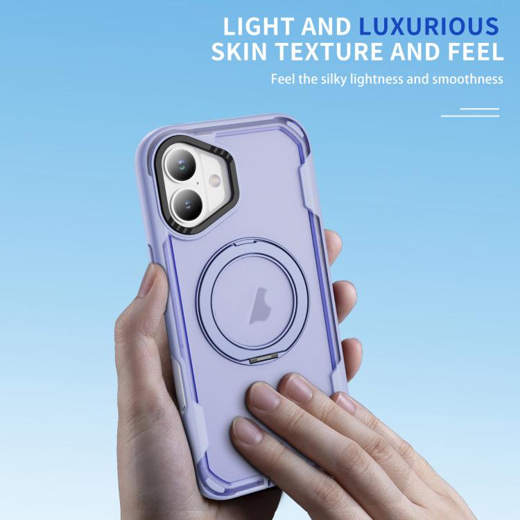 Funda protectora MagSafe para iPhone 16 Plus (morado claro y morado transparente)