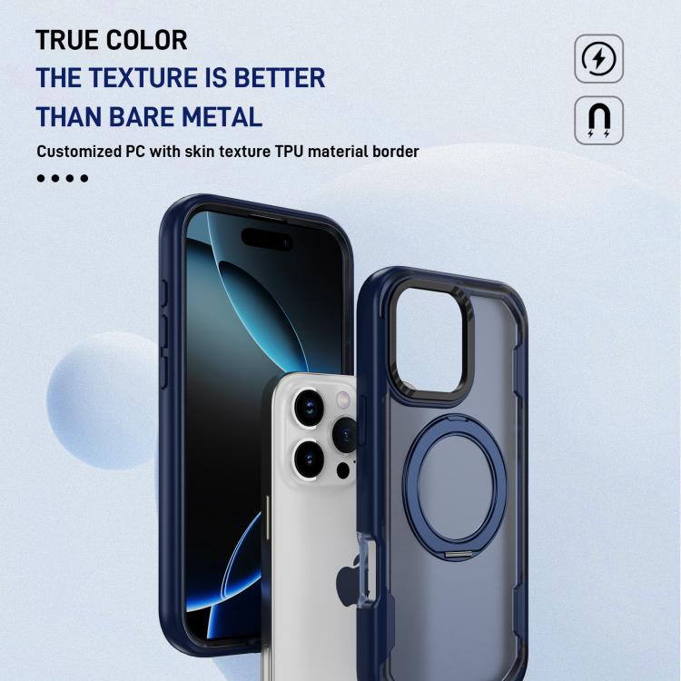 Funda protectora MagSafe para iPhone 16 Pro Max (azul + azul transparente)