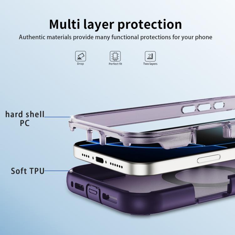 Funda protectora MagSafe para iPhone 16 Pro Max (morado y morado oscuro)