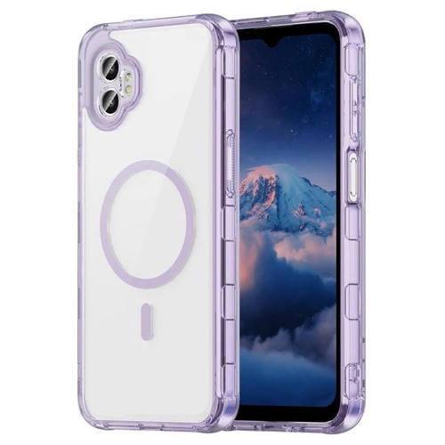 Funda híbrida de TPU y PC para Samsung Galaxy XCover7 Pro, a prueba de golpes y con protección MagSafe (transparente y morada)