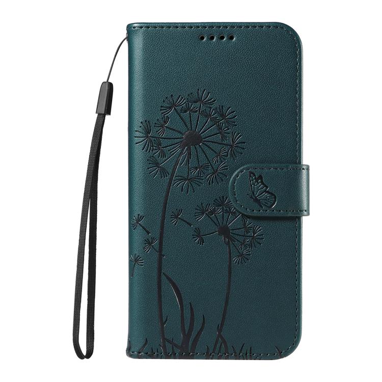 Funda de cuero con tapa y estampado de diente de león en relieve para Samsung Galaxy S25 FE 5G (azul)