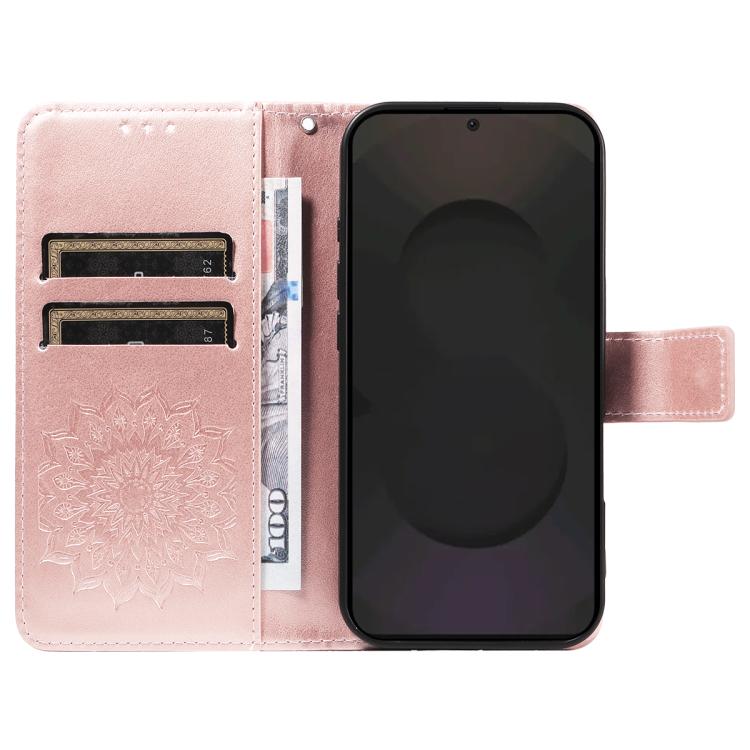 Funda de cuero con tapa y estampado de girasoles en relieve para Samsung Galaxy S25 FE 5G (oro rosa)