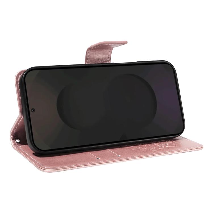 Funda de cuero con tapa y estampado de girasoles en relieve para Samsung Galaxy S25 FE 5G (oro rosa)