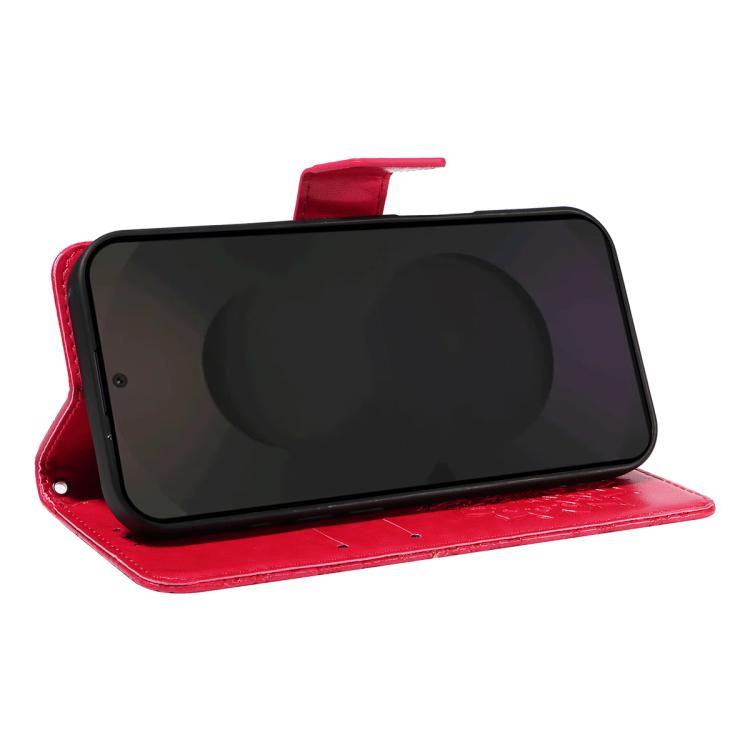 Funda de cuero con tapa y estampado de girasoles en relieve para Samsung Galaxy S25 FE 5G (roja)
