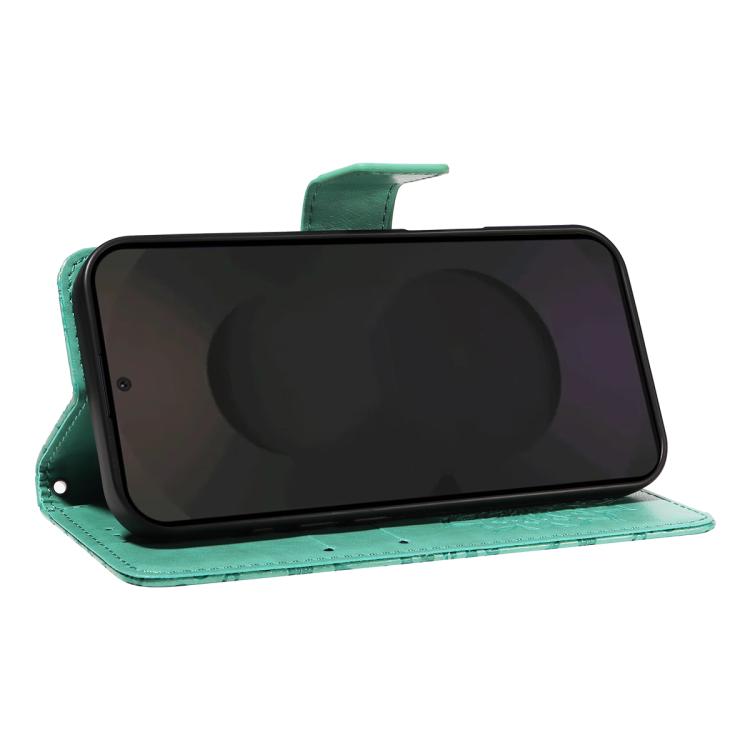 Funda de cuero con tapa y estampado de girasol en relieve para Samsung Galaxy S25 FE 5G (verde)