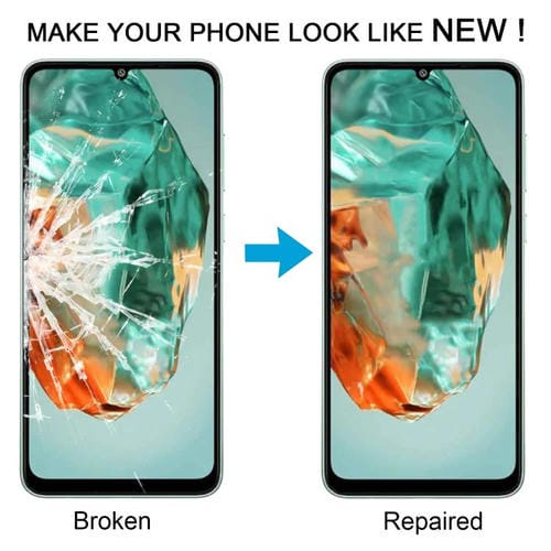 Lentes de vidro exterior do ecrã frontal Samsung Galaxy M05 SM-M055F com adesivo OCA (10 unidades)