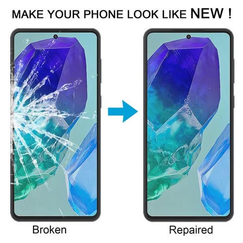 Glasaußenlinsen Samsung Galaxy M55 SM-M556B Frontbildschirm mit OCA-Klebstoff (10 Stück)