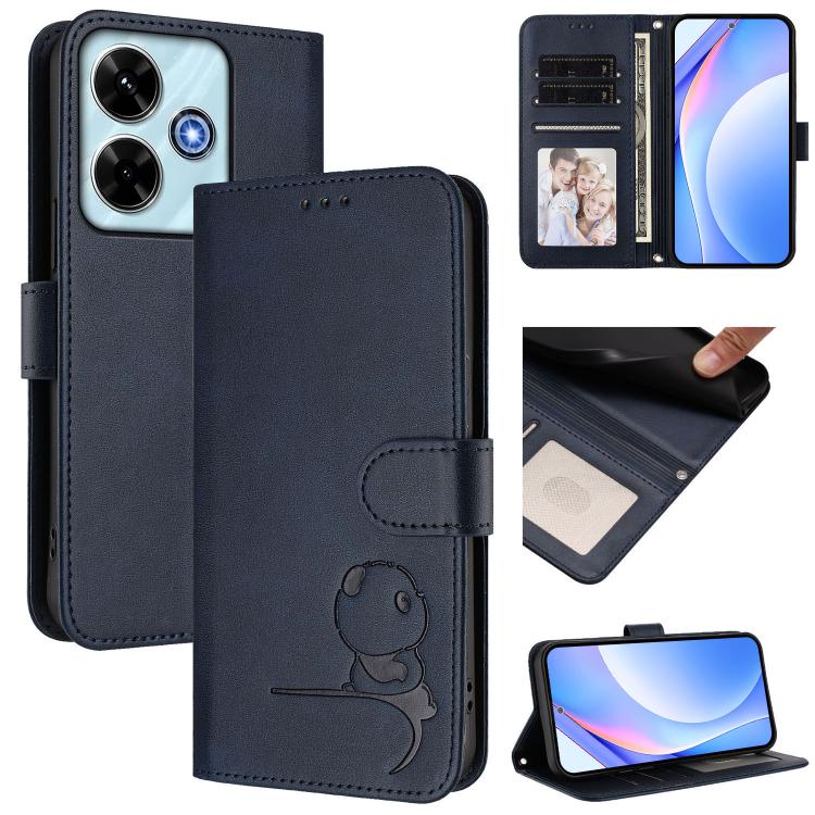 Funda de cuero con relieve RFID y cordón para Redmi 13x / 13 4G / Poco M6 4G (azul)