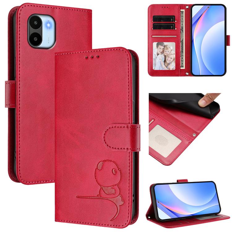 Funda de cuero con relieve RFID y cordón para Redmi A1/A2 4G (rosa)