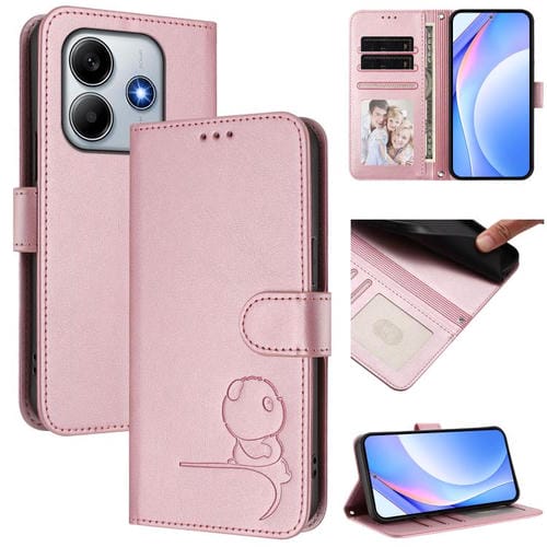Funda de cuero con relieve RFID y cordón para Redmi Note 14 4G (164,84 mm, rosa)