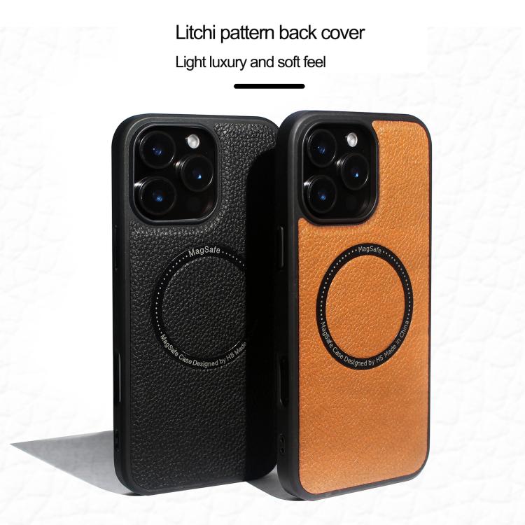 Funda trasera MagSafe de PU con textura de lichi para iPhone 11 (azul)
