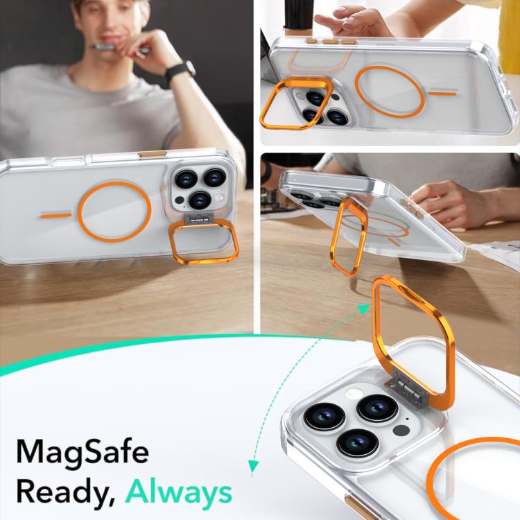 Funda para iPhone 16 Pro Max con marco de lente MagSafe transparente y brillante (blanco)