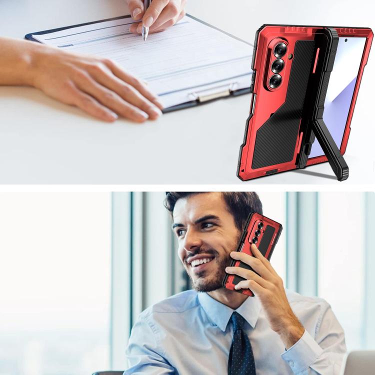 Funda metálica RedPepper resistente al agua, a prueba de caídas y polvo para Samsung Galaxy Z Fold7 5G (roja)