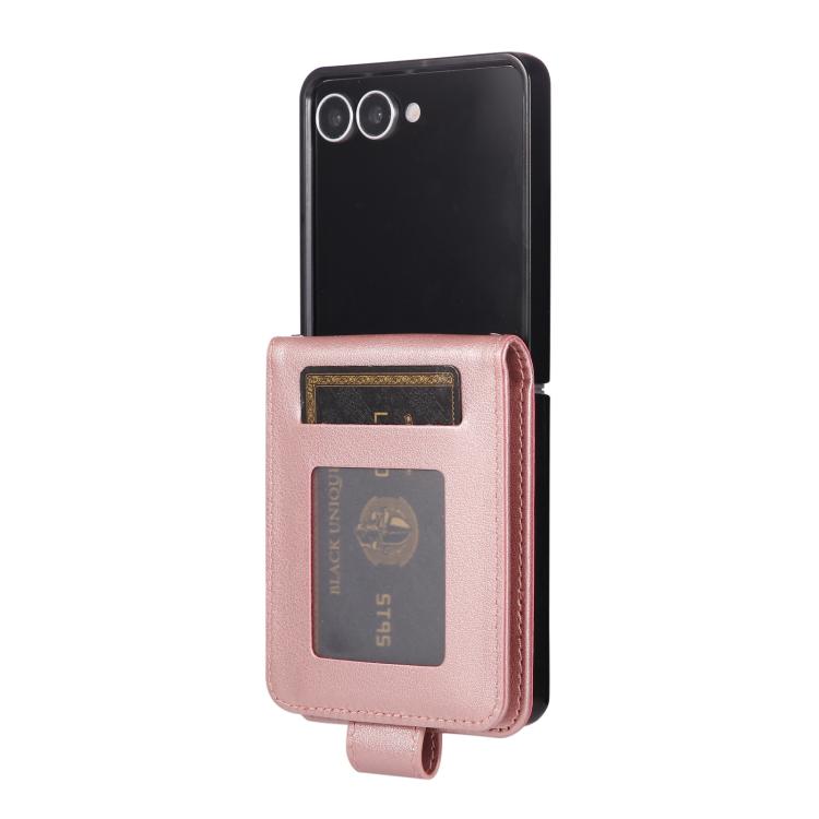 Funda de cuero multifuncional con 3 ranuras para tarjetas para Samsung Galaxy Z Flip7 5G (oro rosa)