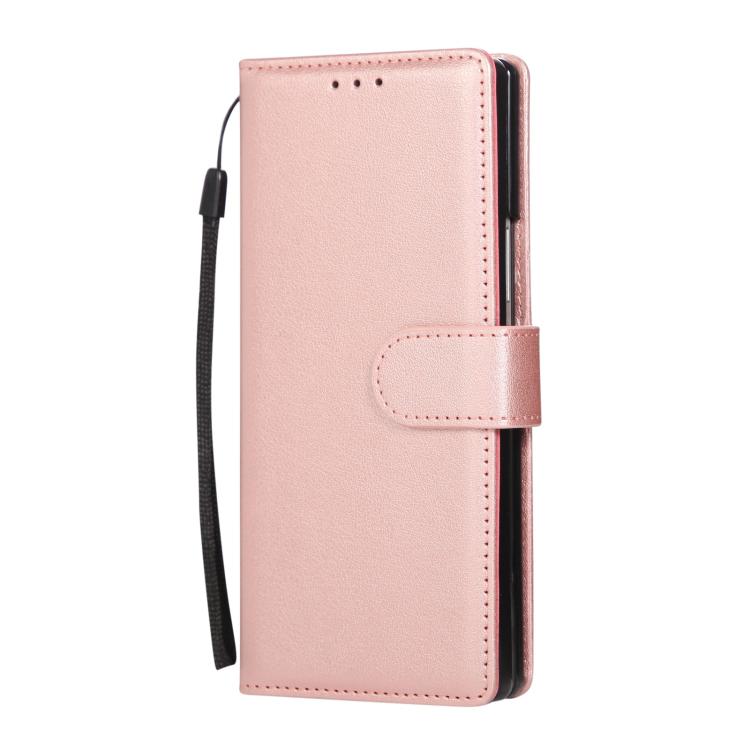 Funda de cuero multifuncional con 3 ranuras para tarjetas para Samsung Galaxy Z Fold7 5G (oro rosa)