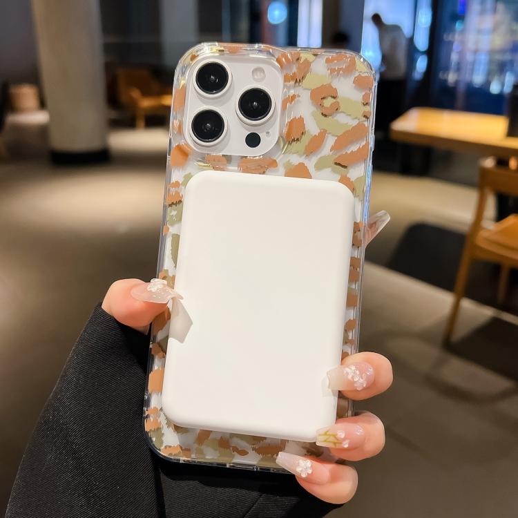 Funda Leopard MagSafe con laminado IMD de doble cara para iPhone 15 (negro y marrón)