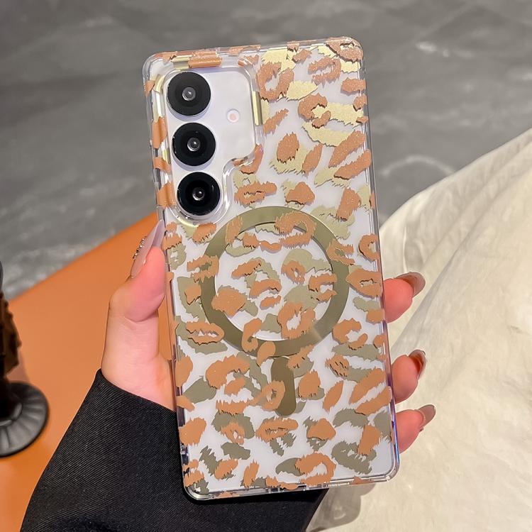 Funda para Samsung Galaxy S24 5G Leopard con laminado IMD de doble cara MagSafe (café amarillo)