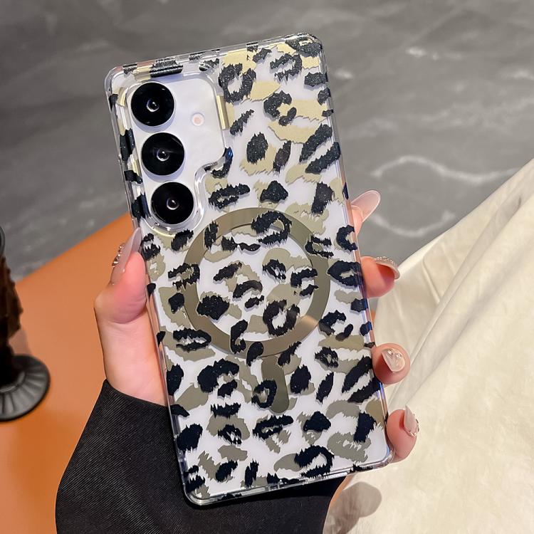 Funda para Samsung Galaxy S24 FE 5G Leopard con laminado IMD de doble cara MagSafe (negro y marrón)